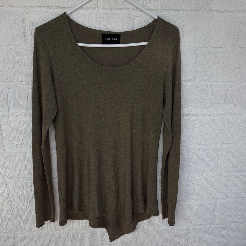 Luukaa Asymmetrical Green Long Sleeve Blouse sz S